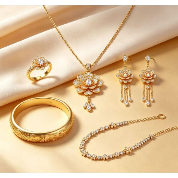 Purely Chinese-style 5-piece wedding set