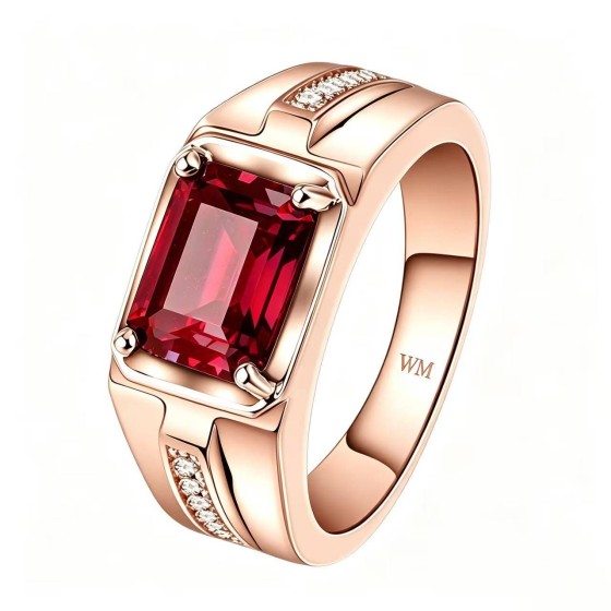 AM Pigeon Blood Red Groom Diamond Ring