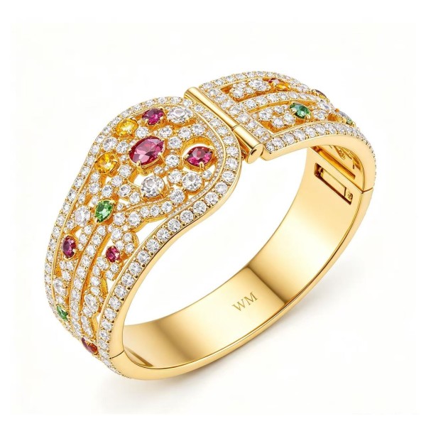 Luxury Bridal Pink‑Diamond Bangle
