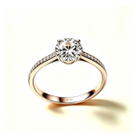 Ladies Halo‑Set Pink‑Tone Center Ring