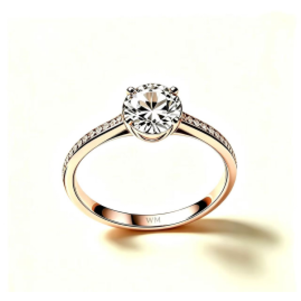 Ladies Halo‑Set Pink‑Tone Center Ring