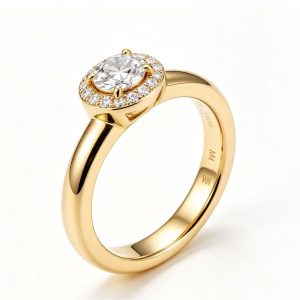 WM Solid 18K Gold Neo‑European Bridal Engagement Ring