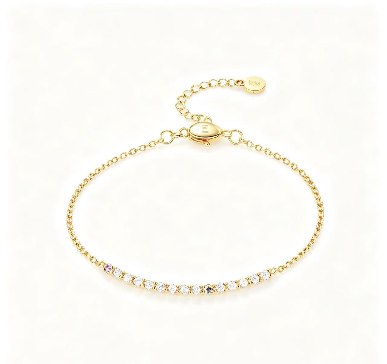 WM Solid 18K Gold Neo‑European Bridal Chain Bracelet