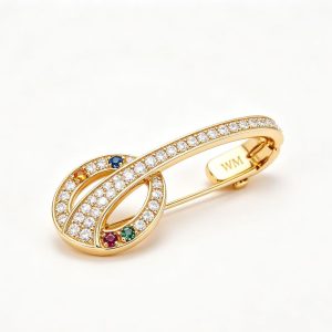 WM Solid 18K Gold Neo‑European Bridal Tiara Crown,