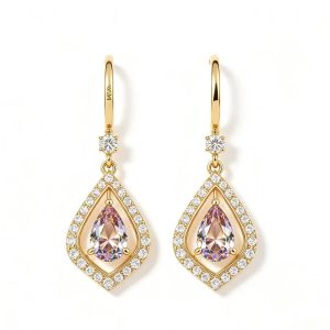 WM Solid 18K Gold Neo‑European Bridal Drop Earrings